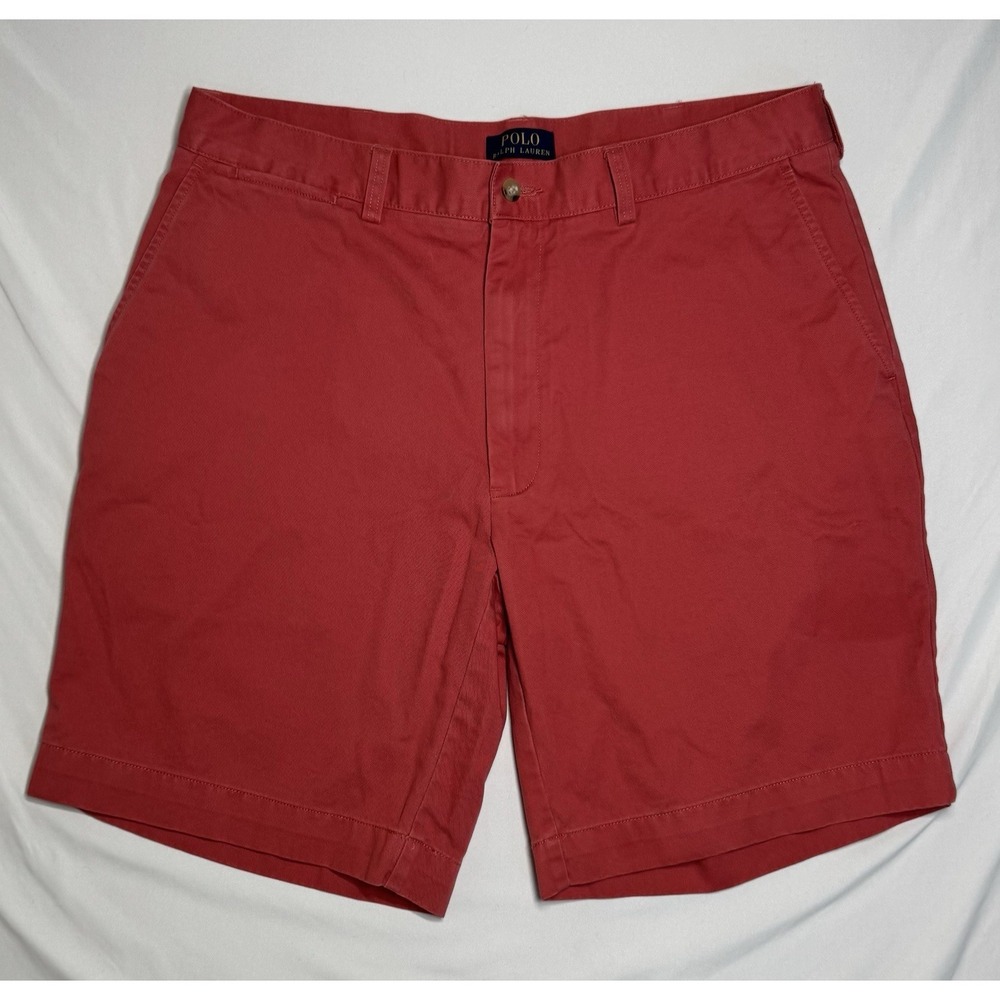 Polo Ralph Lauren Chino Shorts Mens 36 Salmon Pink Mid Rise Stretch Classic Fit